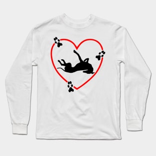 Roaching Greyhound Red Love Heart Long Sleeve T-Shirt